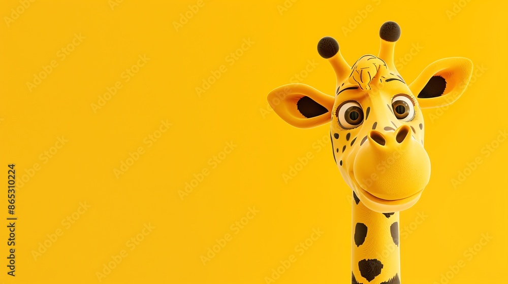 Poster A cartoon giraffe's head and neck looks over a yellow background.