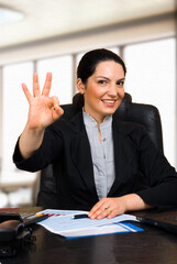 Young Woman Doing Business in Office