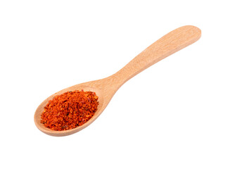 pile of red pepper in wood spoon on transparent png