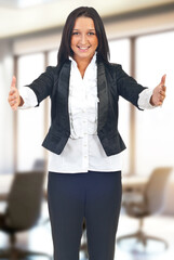 Young Woman Doing Business in Office
