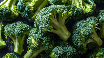 fresh broccoli Top down view background poster