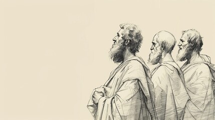 Obraz premium Heroism and Covenant in 2 Samuel 23: David's Last Words, Warriors - Biblical Illustration on Beige Background with Copyspace for Faith-Based Themes