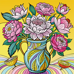 Flowers creative composition. Bouquet of dahlia flowers plant with leaves isolated on white background. Flat lay, top view, copy space. Ai generate 