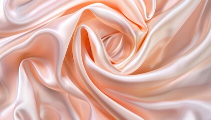 Obraz premium Pale coral rose silk satin Smooth fabric Peach pink color Elegant luxury background Shimmer shiny glow Soft folds Drapery Romance Valentine Wedding Web banner P