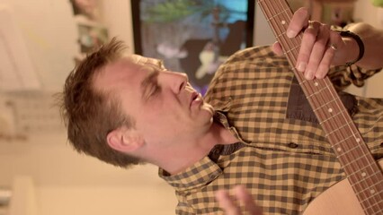 Advertising of concerts and events Announcement of upcoming concerts, performances or musical events. He attracts attention with a giara in his hands to the blog audience.