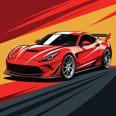 Naklejka premium red racing car on black. Super Cars. Ai generate 