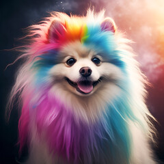Obraz premium pomeranian puppy on blue background