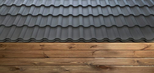 Plastic windows in gray lamination on the wall of a wooden house.