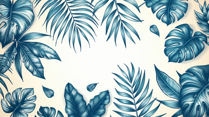seamless pattern with tropical leaves. Beautiful allover print with hand drawn exotic plants. Swimwear botanical design. black and white tropical plants.