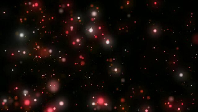 Animation Red Star Particle On Black Background.
