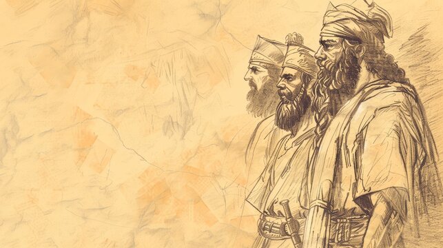 Victory and Downfall in 2 Chronicles 25: Amaziah, Edom, Israel - Biblical Illustration on Beige Background with Copyspace for Faith-Based Themes