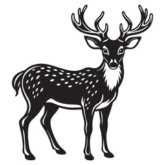 vector deer hind illustration outline black on white isolated