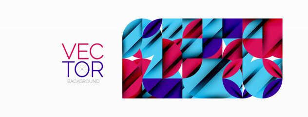 Circle, square and flower petal geometric background. Round shapes composition for wallpaper, banner, background or landing