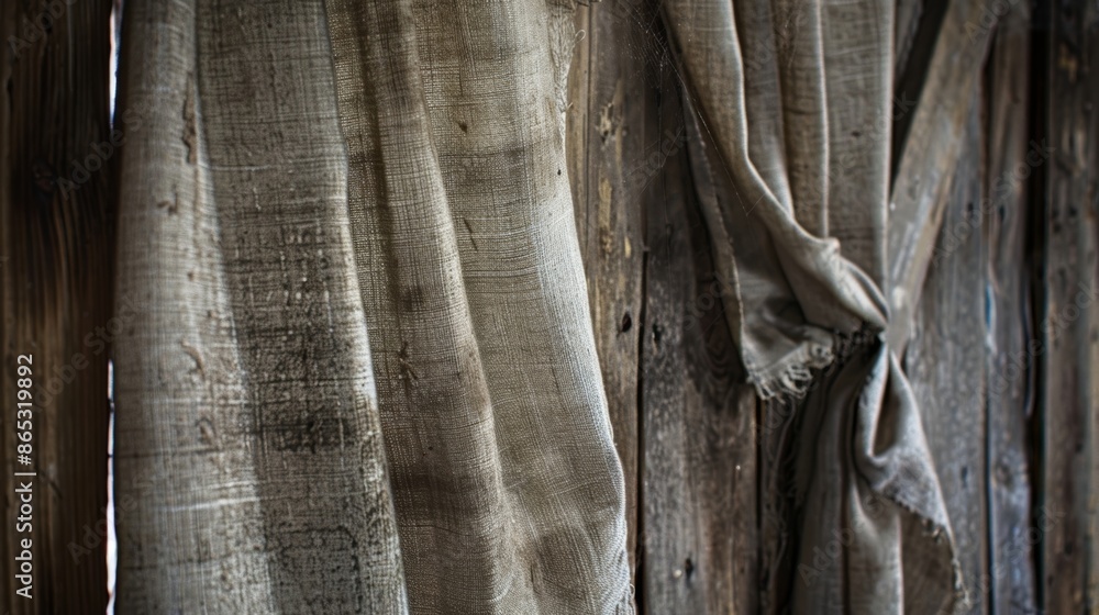 Poster the curtains tattered and stained with time still exude a rustic charm as they catch the wind and ge