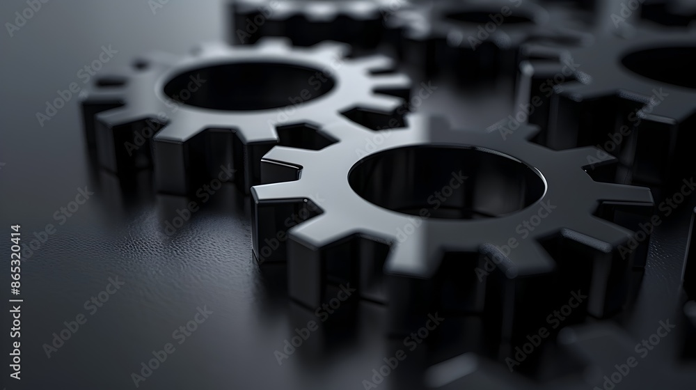 Poster sleek 3d gears symbolizing streamlined business processes and modern efficiency