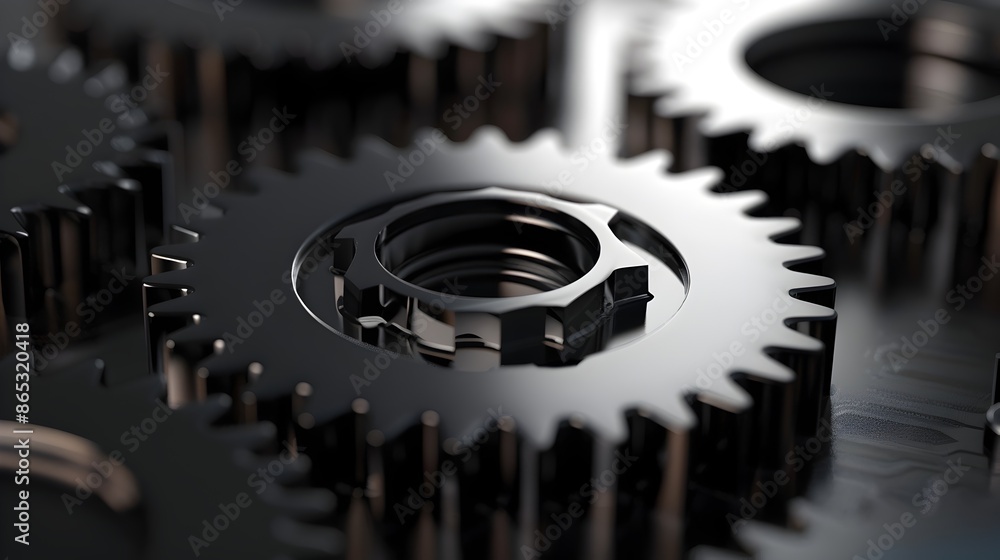Poster sleek 3d gears in minimalist style symbolizing streamlined business processes and modern efficiency