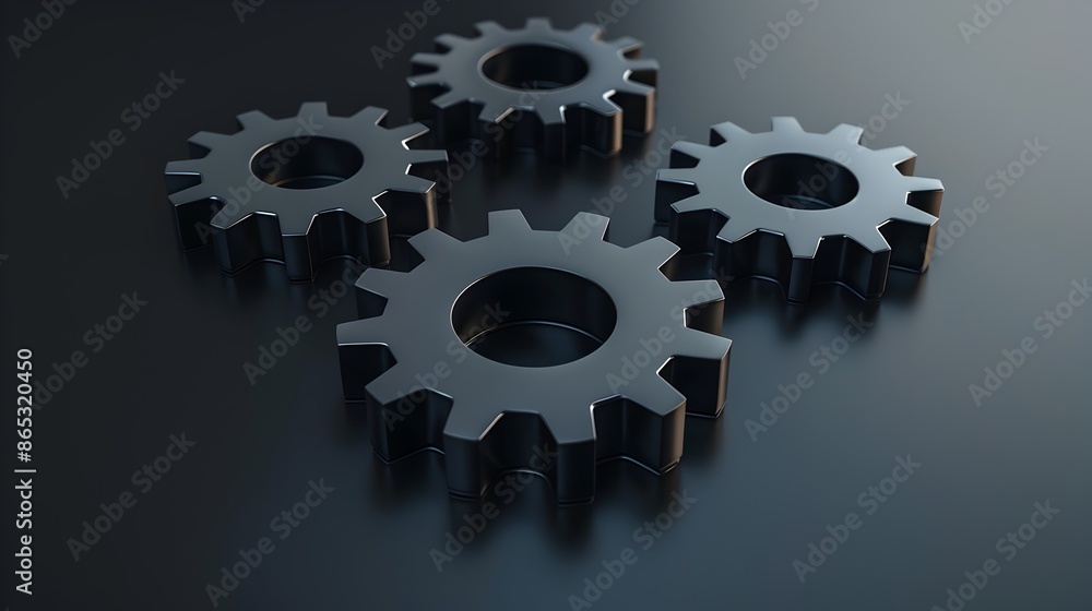 Poster sleek 3d gears symbolizing streamlined business processes and modern efficiency