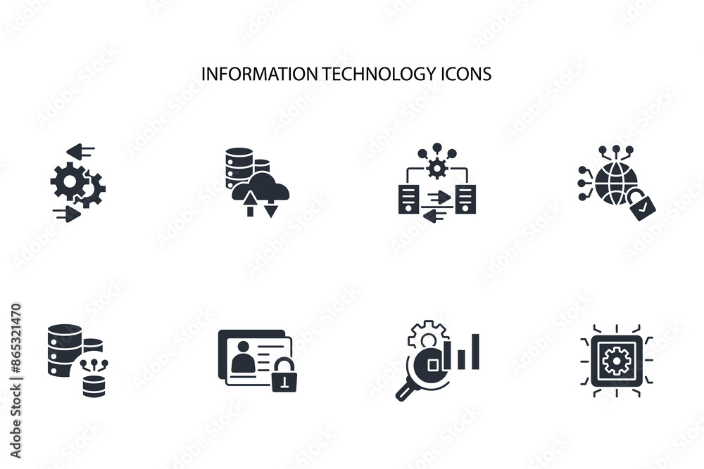 Poster information technology icon set.vector.editable stroke.linear style sign for use web design,logo.sym