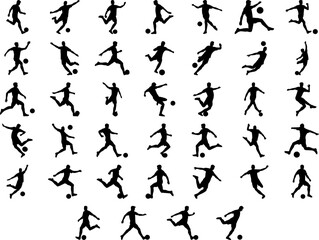 Naklejka premium Set of illustration Soccer Player Silhouette. Football player 