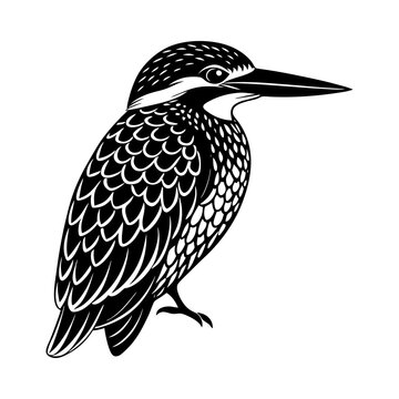 recommend clip art: A Highly Detailed Kingfisher Silhouette