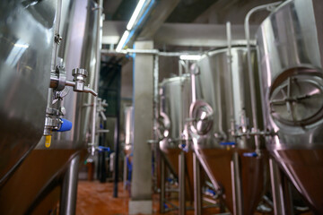 Brewing tanks in breweries in the brewery industry that is craft beer in a small industry brewery