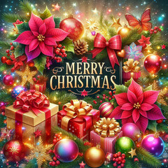 Merry Christmas Flyer Poster Banner Post design and Merry Christmas Background,