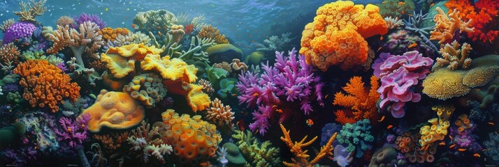 Obraz premium A vibrant coral reef with a variety of colorful corals. Colorful coral reef of the underwater world