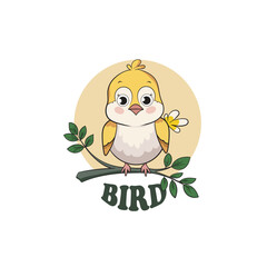 beautiful little vector cartoon bird 