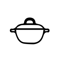 Pan in doodle style isolated on white background. Signature icon. Outline vector illustration. Can be used as an icon or symbol. Decorative element. Hand drawn black sketch.