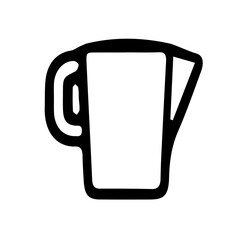Jug in doodle style isolated on white background. Signature Icon. Vector outline illustration. Can be used as icon or symbol. Decor element. Hand drawn black sketch.