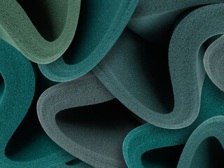curved sponge foam sheet. pastel green colorful material texture	