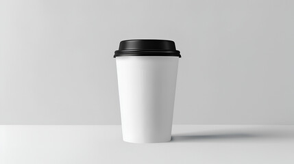 White Paper Cup with Black Lid - Professional Mockup