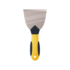 Scraper, putty knife on white isolated background. Cartoon style.
