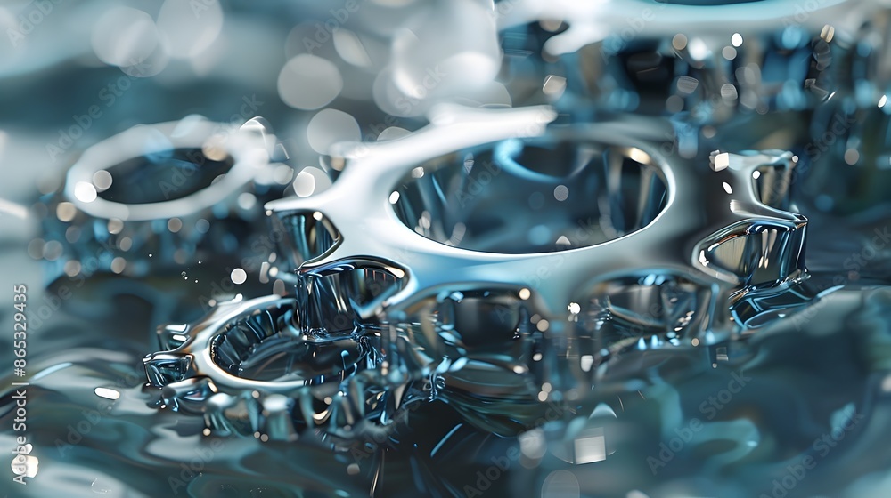 Poster adaptive 3d gears in fluid motion representing business flexibility and innovation