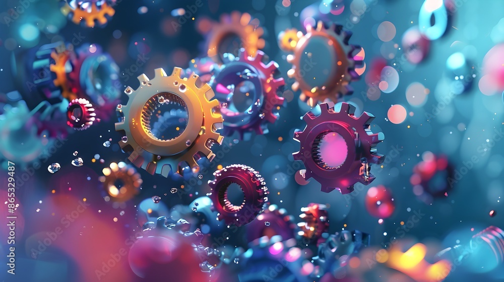 Poster fluid gears in motion:symbolizing adaptability and flexibility in business