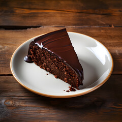 a plain slice of delicious chocolate cake