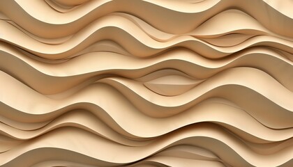 Obraz premium Unusual wavy geometric decorative wall panel with a light brown 3D design featuring a wooden beige background with a wave pattern Ornate abstract texture on a b