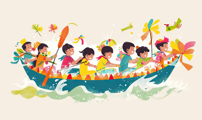 Fototapeta premium Cambodian Water Festival: Boat Races, Festive Parades, and Cultural Celebrations