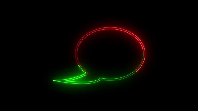 Abstract neon sing digital messege icon animation,on black background.