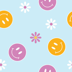 seamless pattern with smileys in groove style