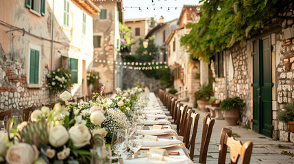 Obraz premium Table wedding setting in nice village
