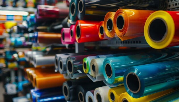 Vinyl self adhesive film rolls available for car projects in store Producing tuning vinyl film