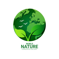 World Nature Conservation Day typography logo lettering vector illustration,  emphasizing the importance of saving our planet on World Environment Day, Earth Day, and combating climate change.