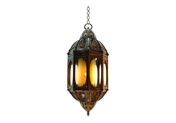 Decorative hanging lantern isolated on transparent background.