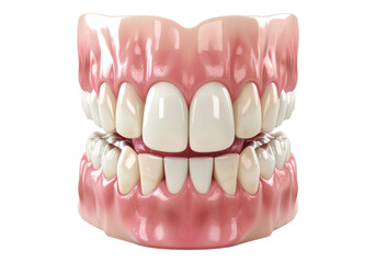 Teeth with gums for dental related posts isolated on transparent background.