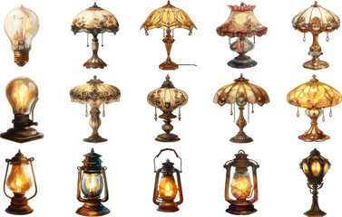FURNITURE SET IN COLOR STYLE, LAMP SET IN COLOR STYLE
