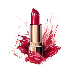 Beautiful Red Lipstick Watercolor Illustration