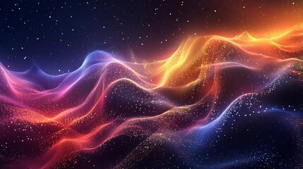 Vibrant, abstract waves of light and color intertwine, creating a mesmerizing, cosmic scene filled with dynamic energy and fluid motion.