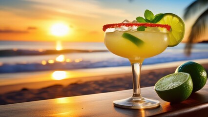 Capture a vibrant cocktail with fresh garnishes, margarita