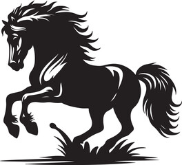 silhouette of horse. horse running. isolated on transparent background